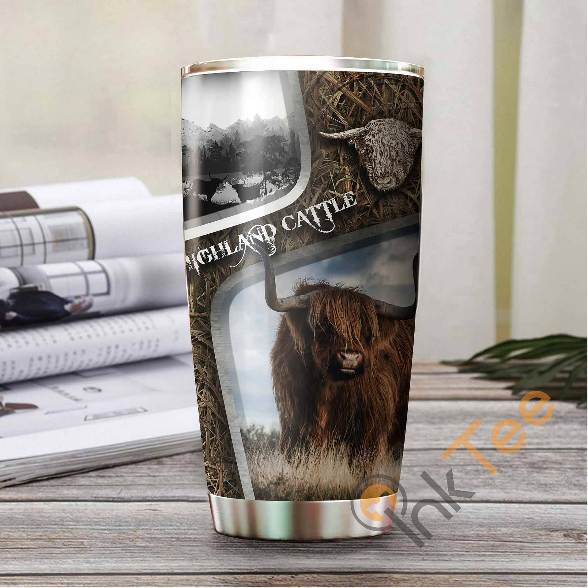 Highland Cattle Camo Amazon Best Seller Sku 3034 Stainless Steel Tumbler