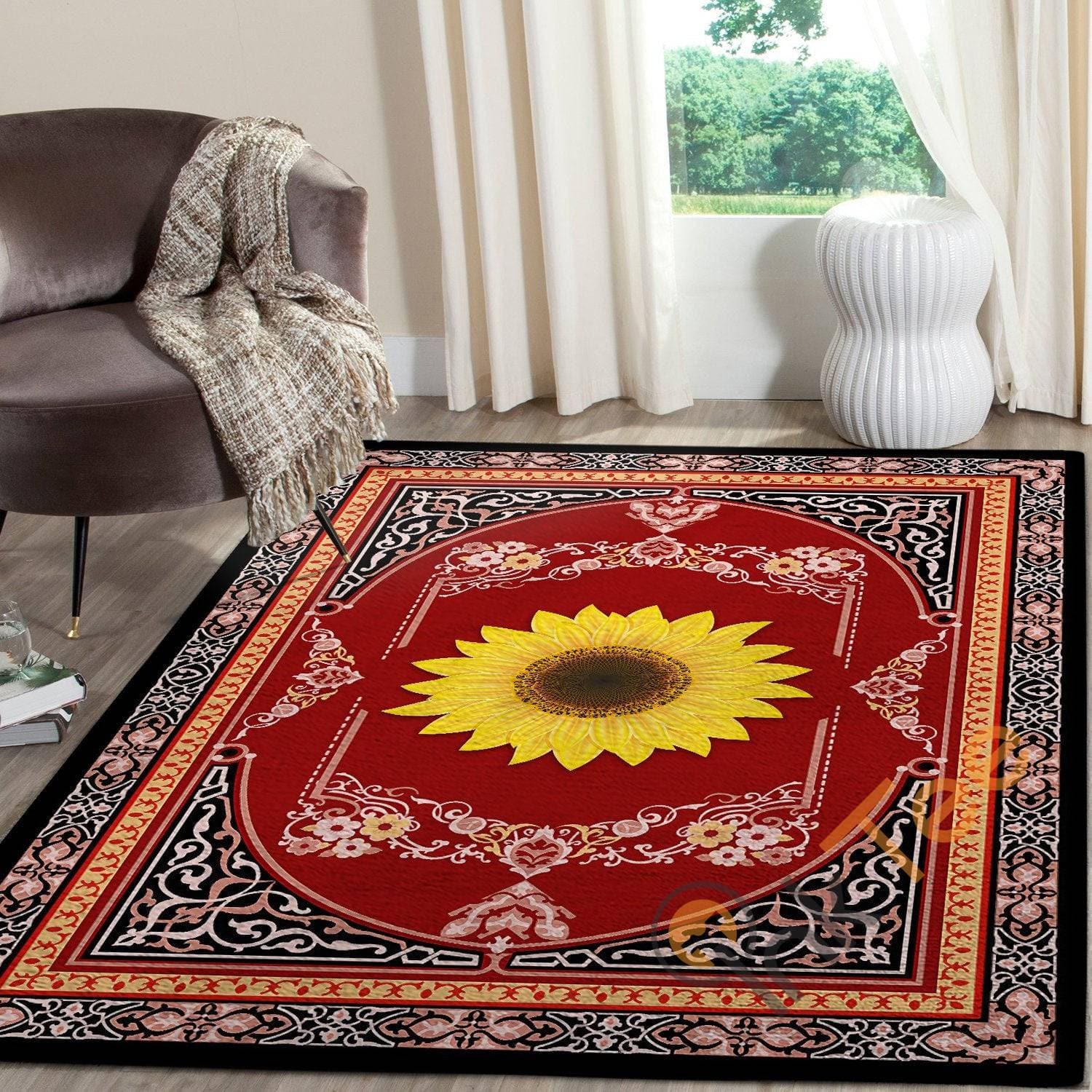 Hippie Gorgeous Sunflower With Luxurious Background Floor Decor Soft Living Room Bedroom Carpet Highlight For Home Rug