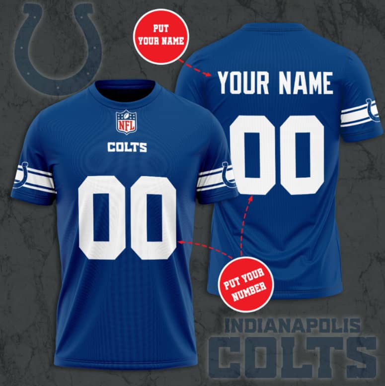 Indianapolis Colts Custom Jersey Nfl Personalized 3D T-Shirts