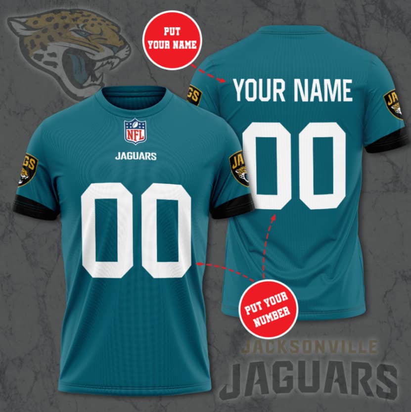 Jacksonville Jaguars Custom Jersey Nfl Personalized 3D T-Shirts