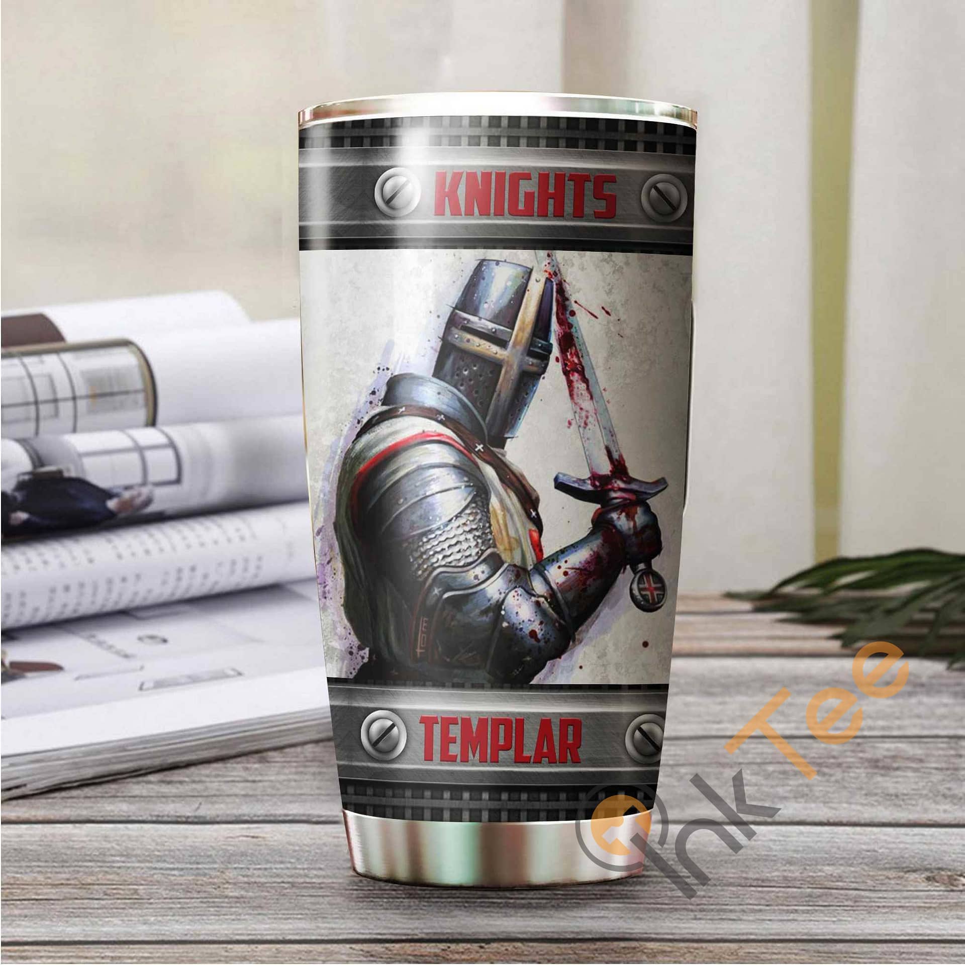 Knight Templar Metal Stainless Steel Tumbler