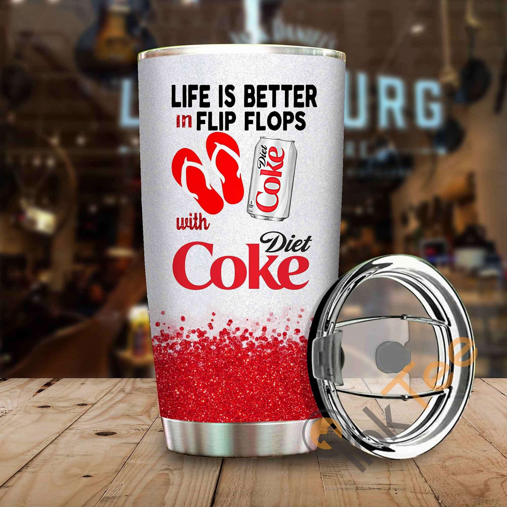 Life Is Better In Flip Flops With A Cup Of Diet Coke Amazon Best Seller Sku 4000 Stainless Steel Tumbler