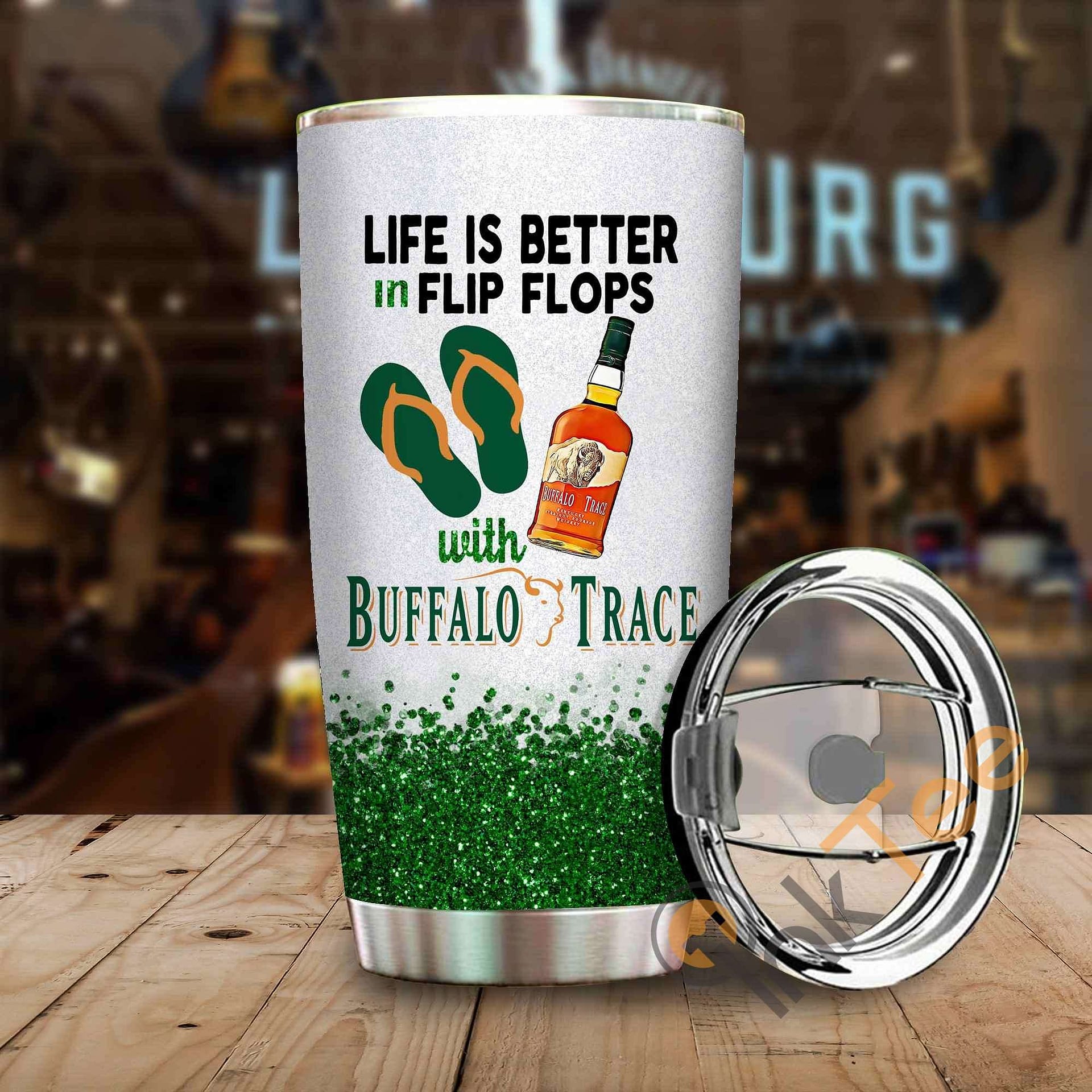 Life Is Better In Flip Flops With Buffalo Trace Amazon Best Seller Sku 3898 Stainless Steel Tumbler
