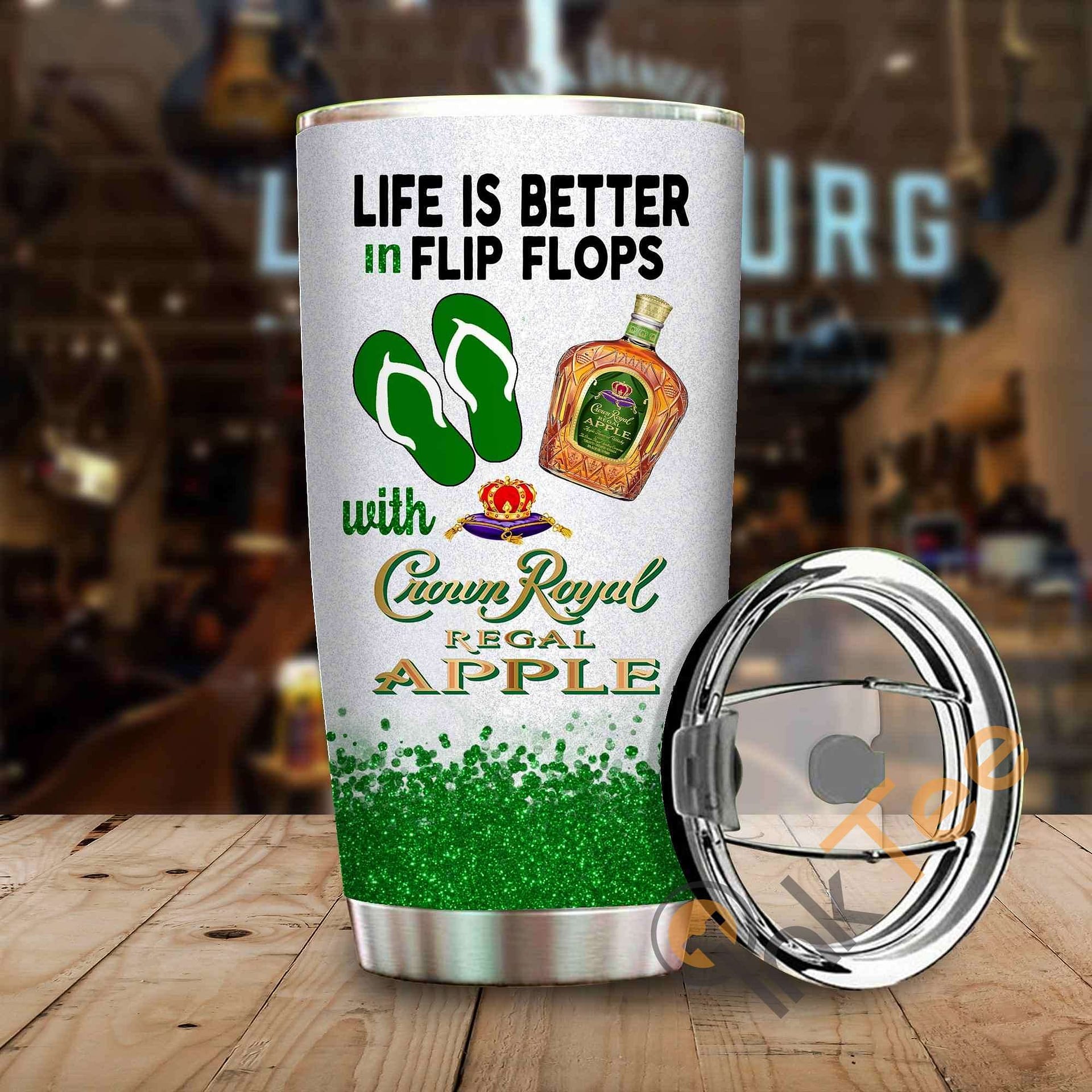 Life Is Better In Flip Flops With Crown Royal Regal Apple Amazon Best Seller Sku 3980 Stainless Steel Tumbler