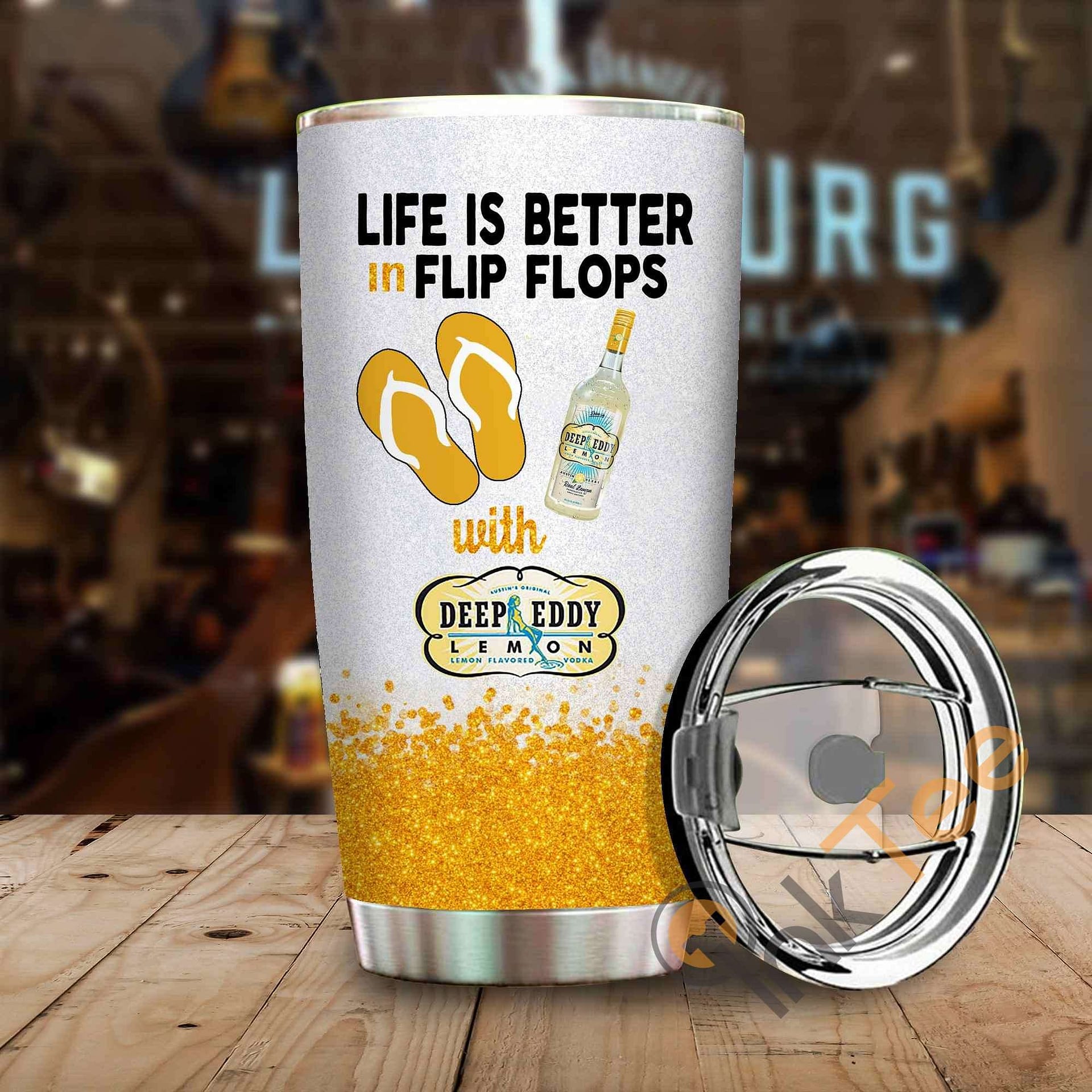 Life Is Better In Flip Flops With Deep Eddy Lemon Amazon Best Seller Sku 4072 Stainless Steel Tumbler
