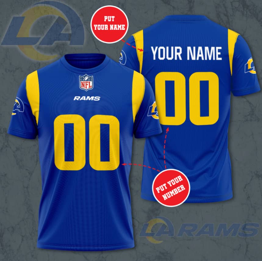Los Angeles Rams Custom Jersey Nfl Personalized 3D T-Shirts