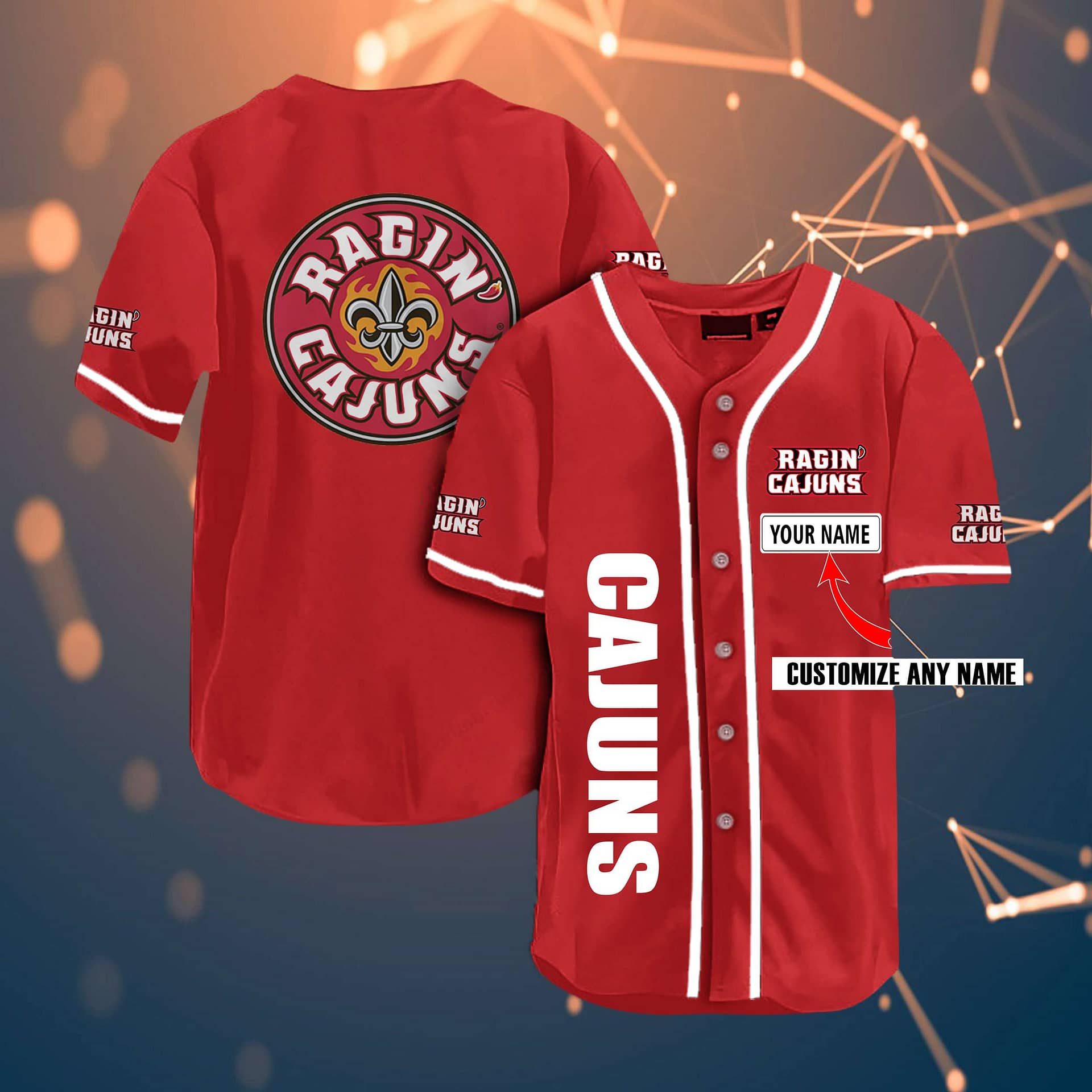 Louisiana Ragin' Cajuns Personalized Name ' Fans Team Ncaa 3D Customization Gifts Baseball Jersey