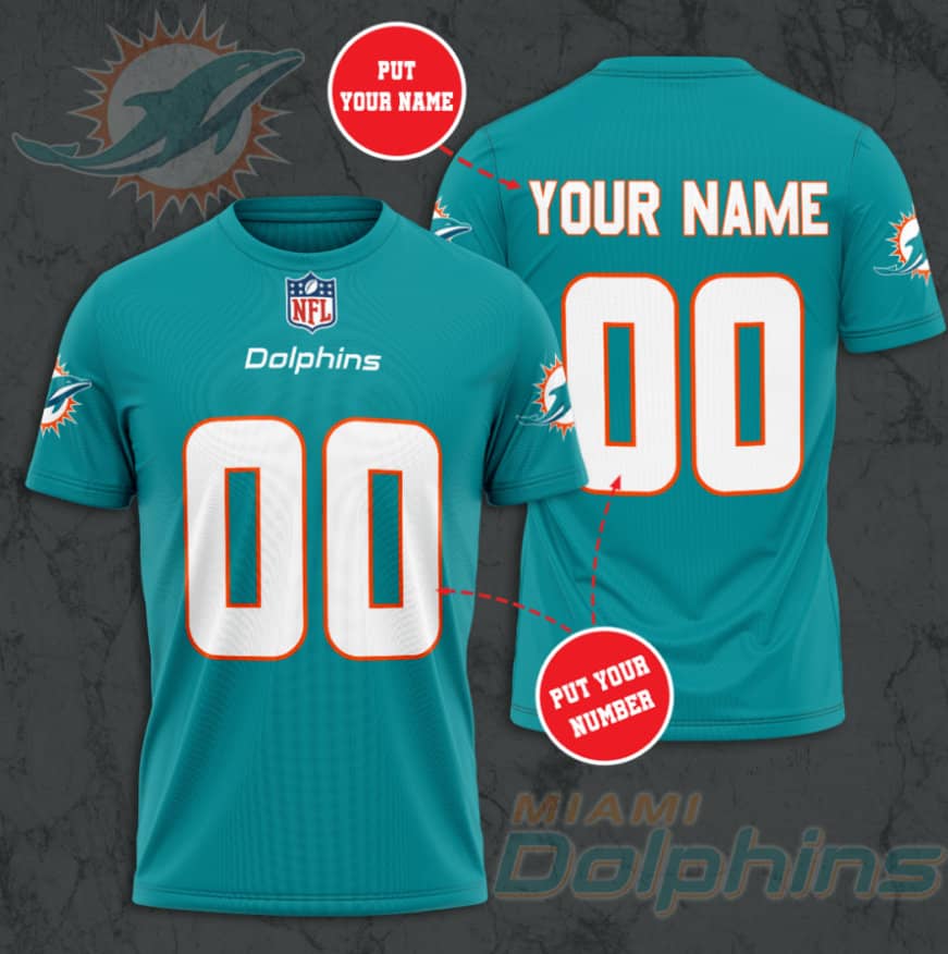 Miami Dolphins Custom Jersey Nfl Personalized 3D T-Shirts