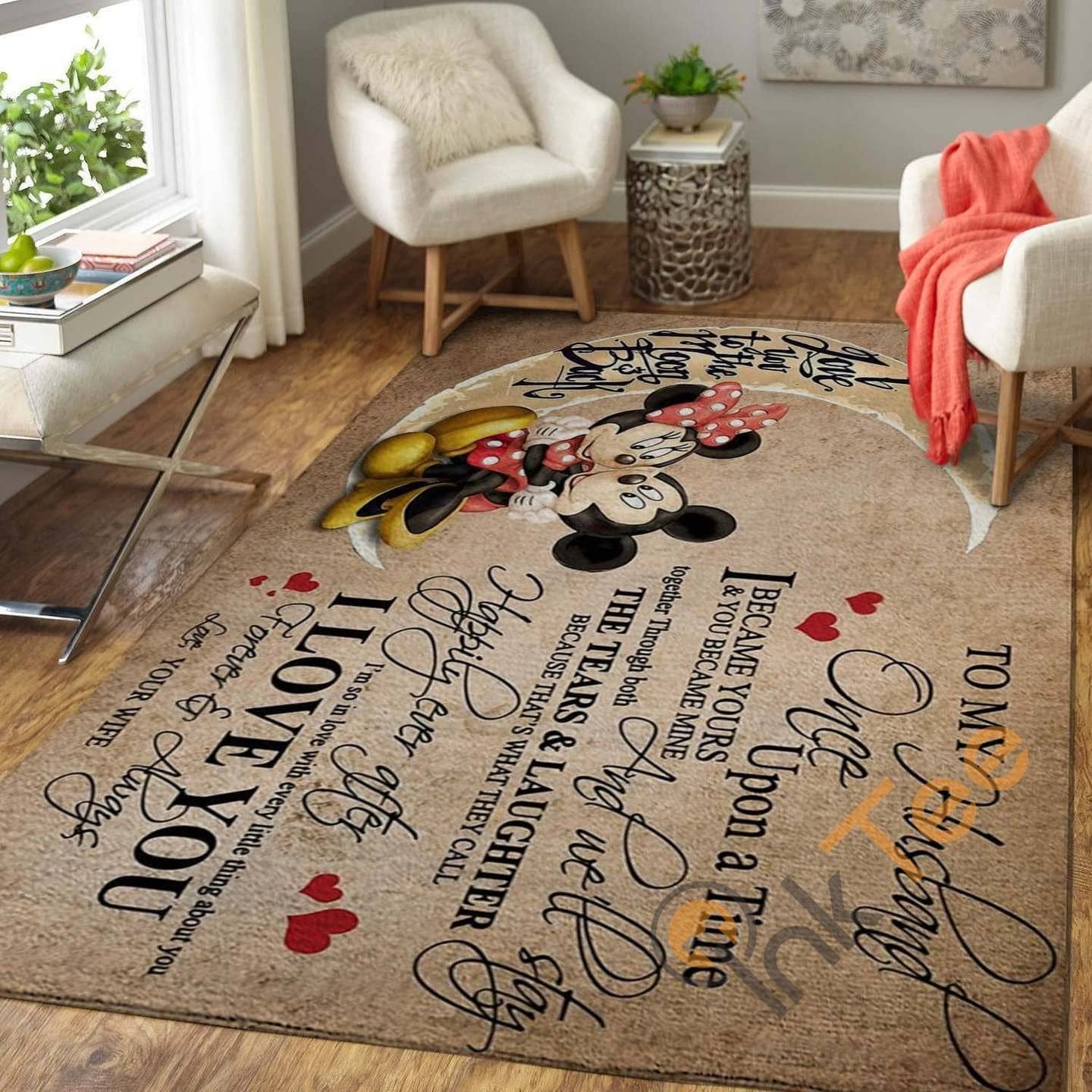 Mickey And Minne Mouse Disney Lover Movies Christmas Gift Floor Decor Rug