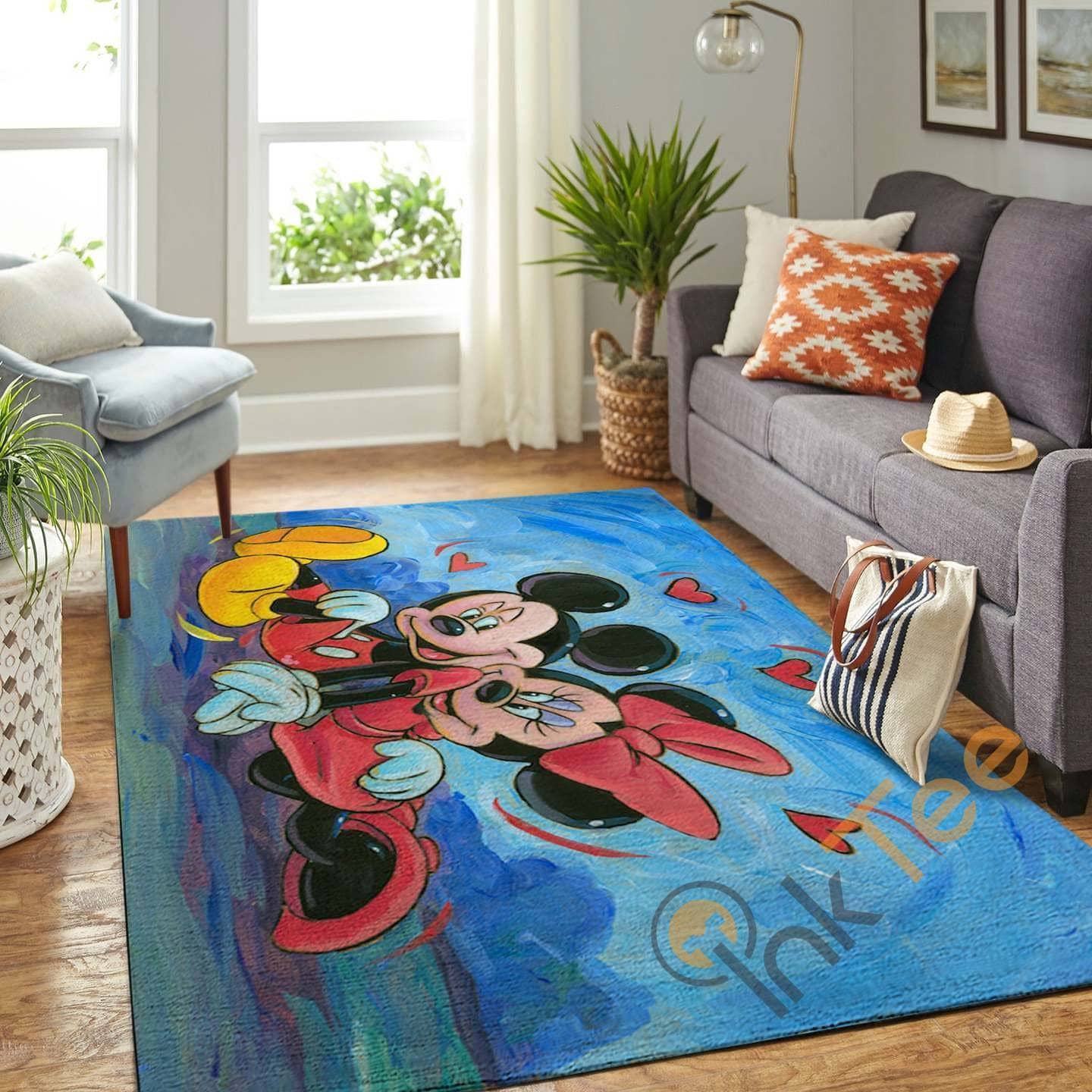 Mickey And Minnie Living Room Christmas Gift Floor Decor Disney Lover Movies Rug