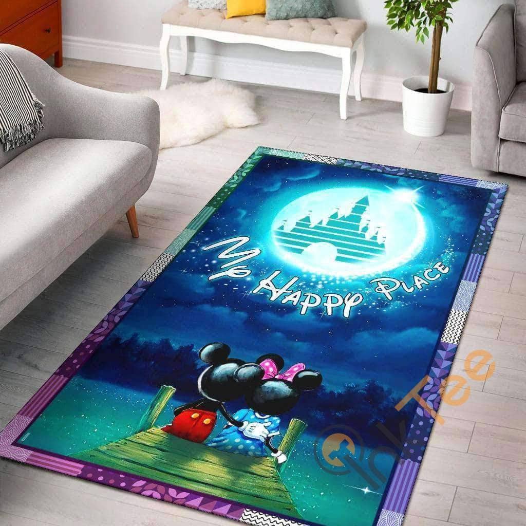 Mickey Minnie Mouse Disney Happy Place Living Room Gift For Lover Rug