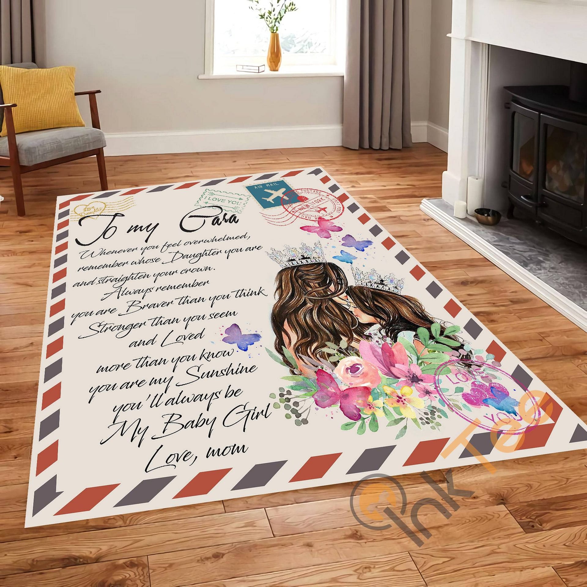 My Baby Girl Customized To Daughter Mom's Letter Personalized Gift Living Room Outdoor Carpet Rug