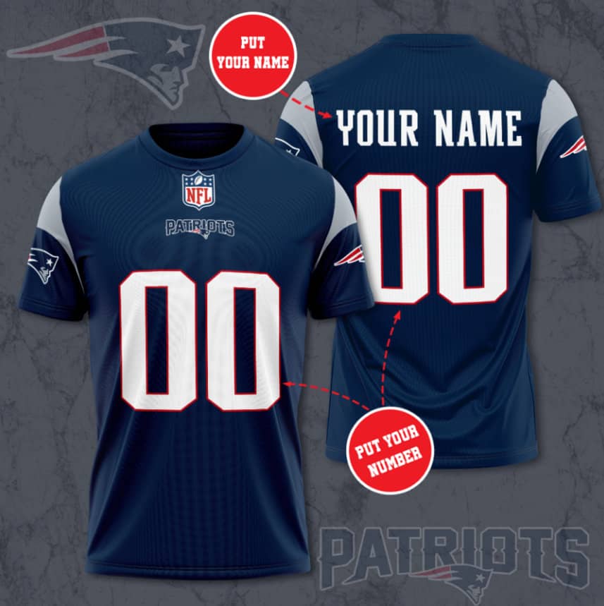New England Patriots Custom Jersey Nfl Personalized 3D T-Shirts