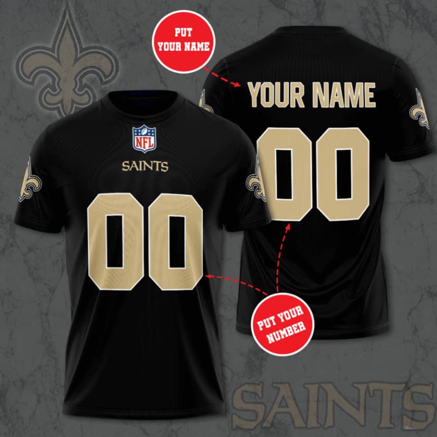New Orleans Saints Custom Jersey Nfl Personalized 3D T-Shirts