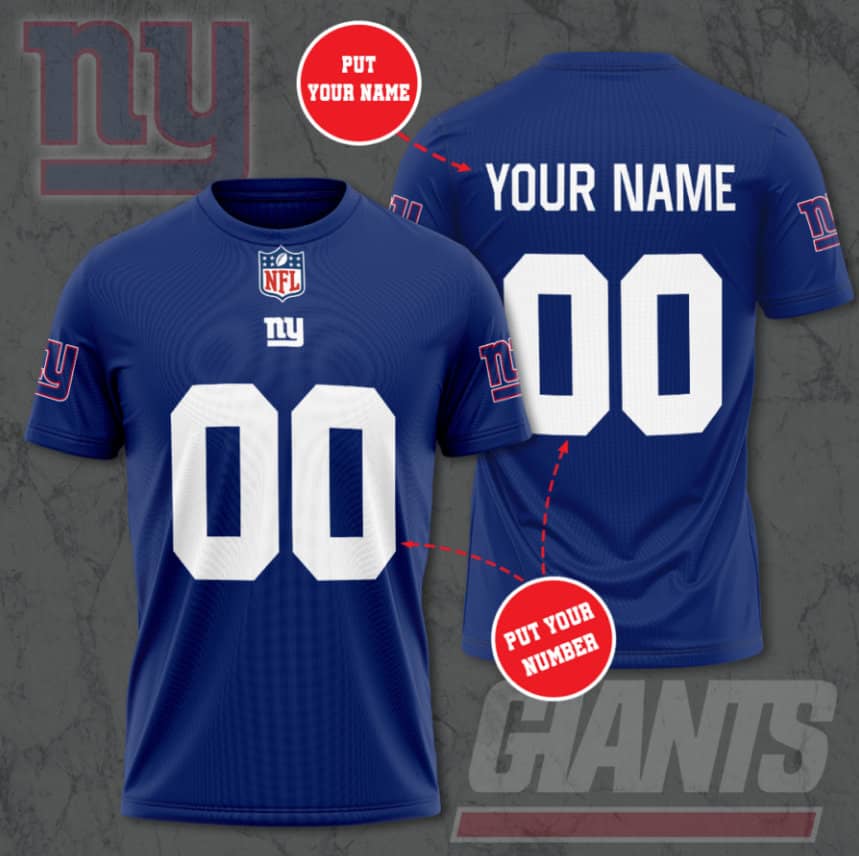 New York Giants Custom Jersey Nfl Personalized 3D T-Shirts