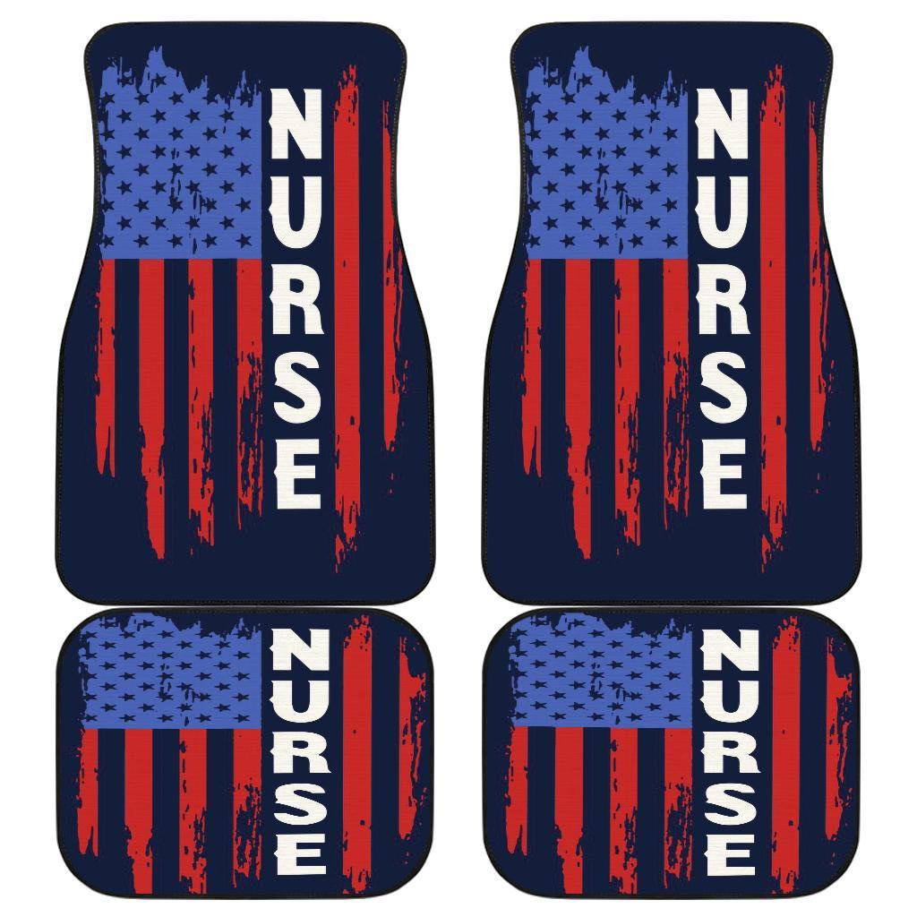 Nurse Symbol American Flag Art Car Floor Mats