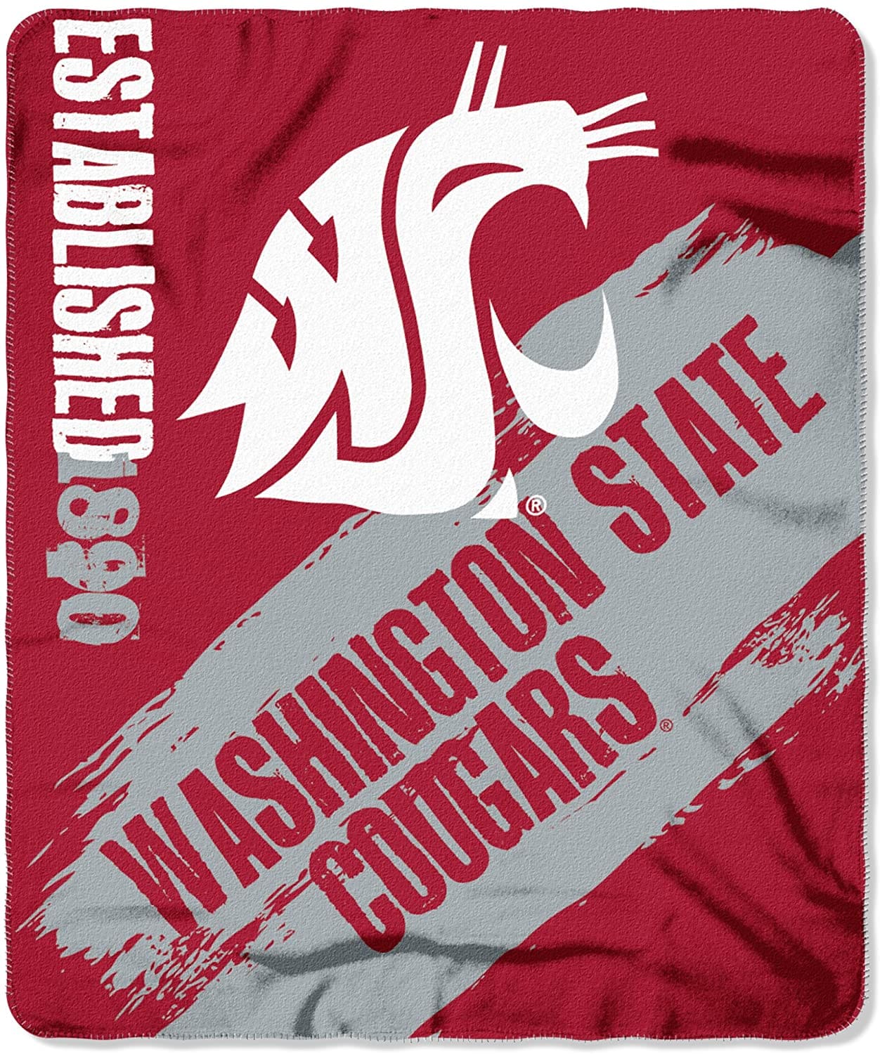 Officially Licensed Ncaa Printed Throw Washington State Cougars Fleece Blanket