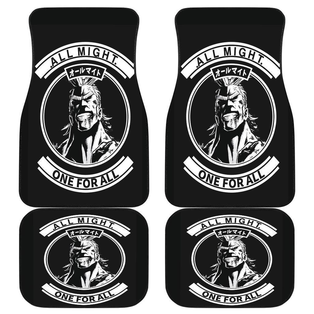 One For All Logo All Might In Black Theme Car Floor Mats