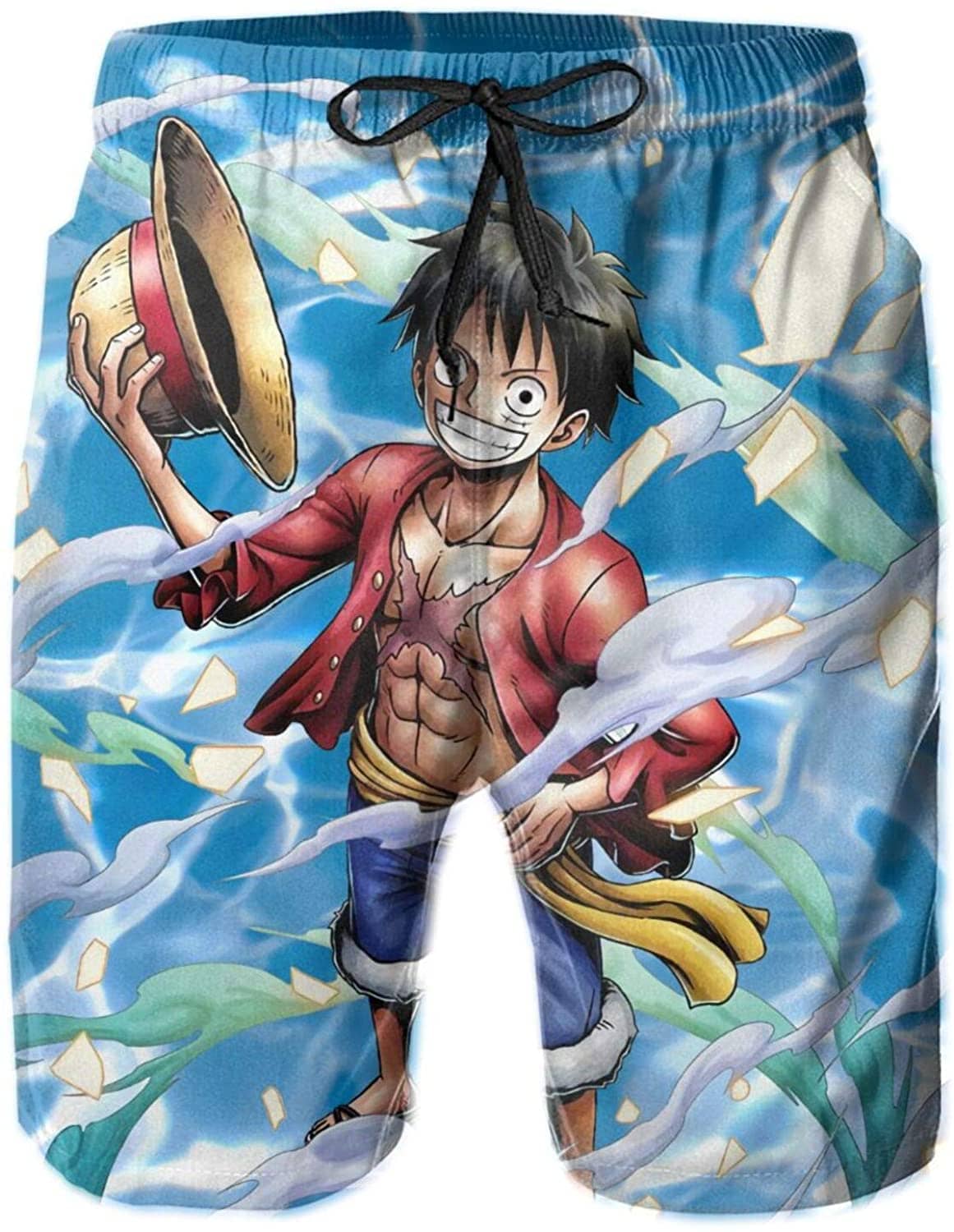 One Piece Swim Trunks Anime Printed Quick Dry White Sku 24 Shorts
