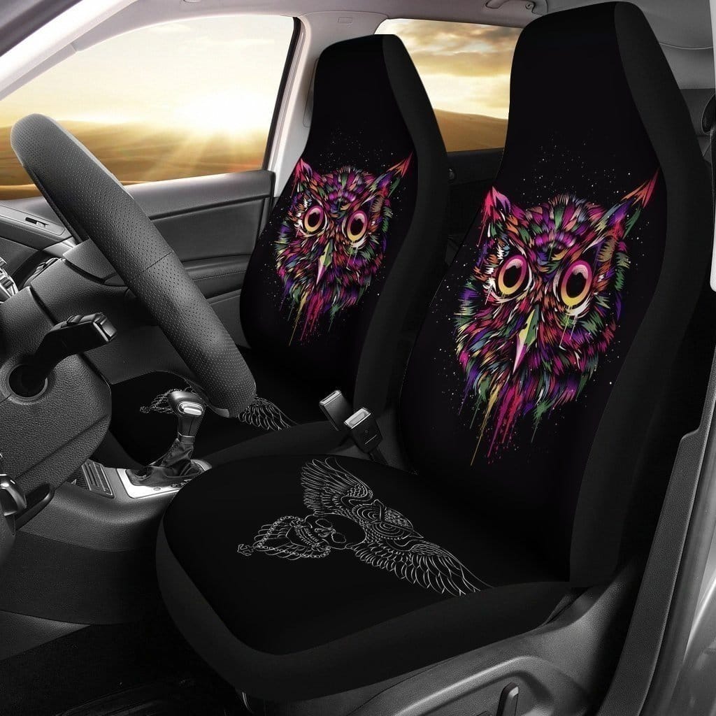 Owl Colorful Face For Fan Gift Sku 2272 Car Seat Covers