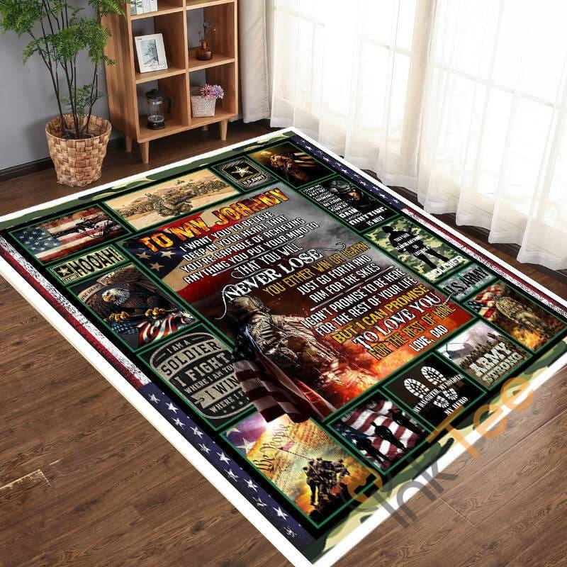 Personalized Army Military Logo Custom Us Mats Living Room Bedroom Gift For Dad Rug