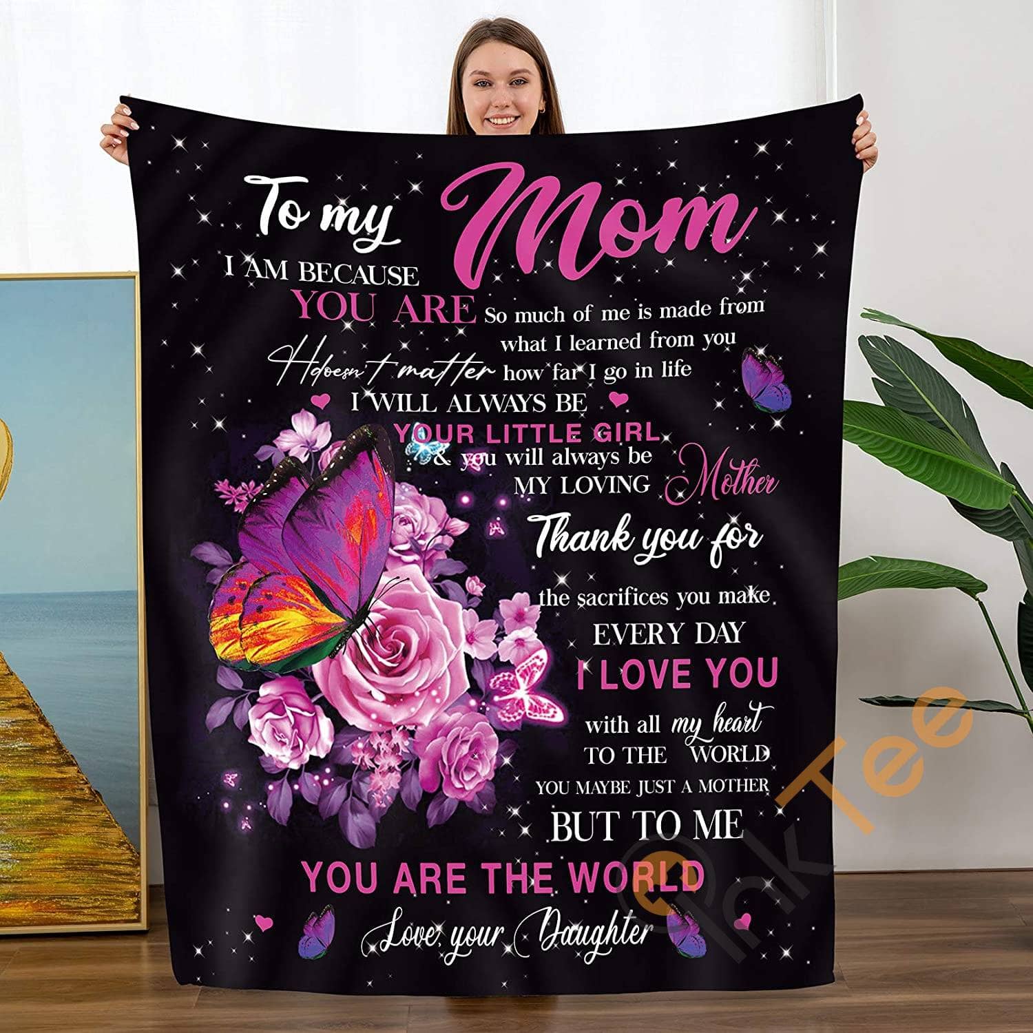 Personalized To My Mom Gift From Dadaughterd Birthdays Soft Throw Fleece Blanket