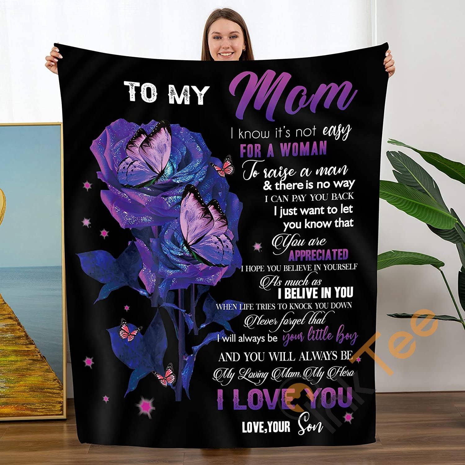 Personalized To My Mom Gift From Son Birthdays Soft Throw Fleece Blanket