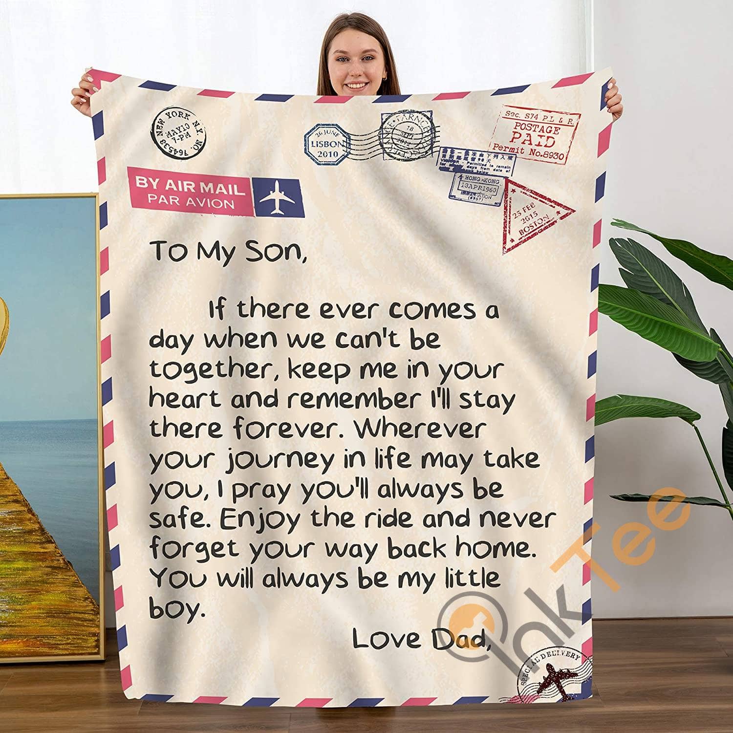 Personalized To My Son Gift From Dad Birthdays Soft Throw Fleece Blanket