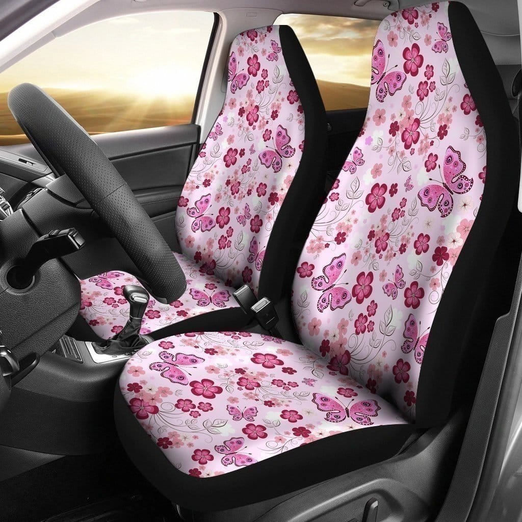 Pink Butterfly For Fan Gift Sku 2209 Car Seat Covers
