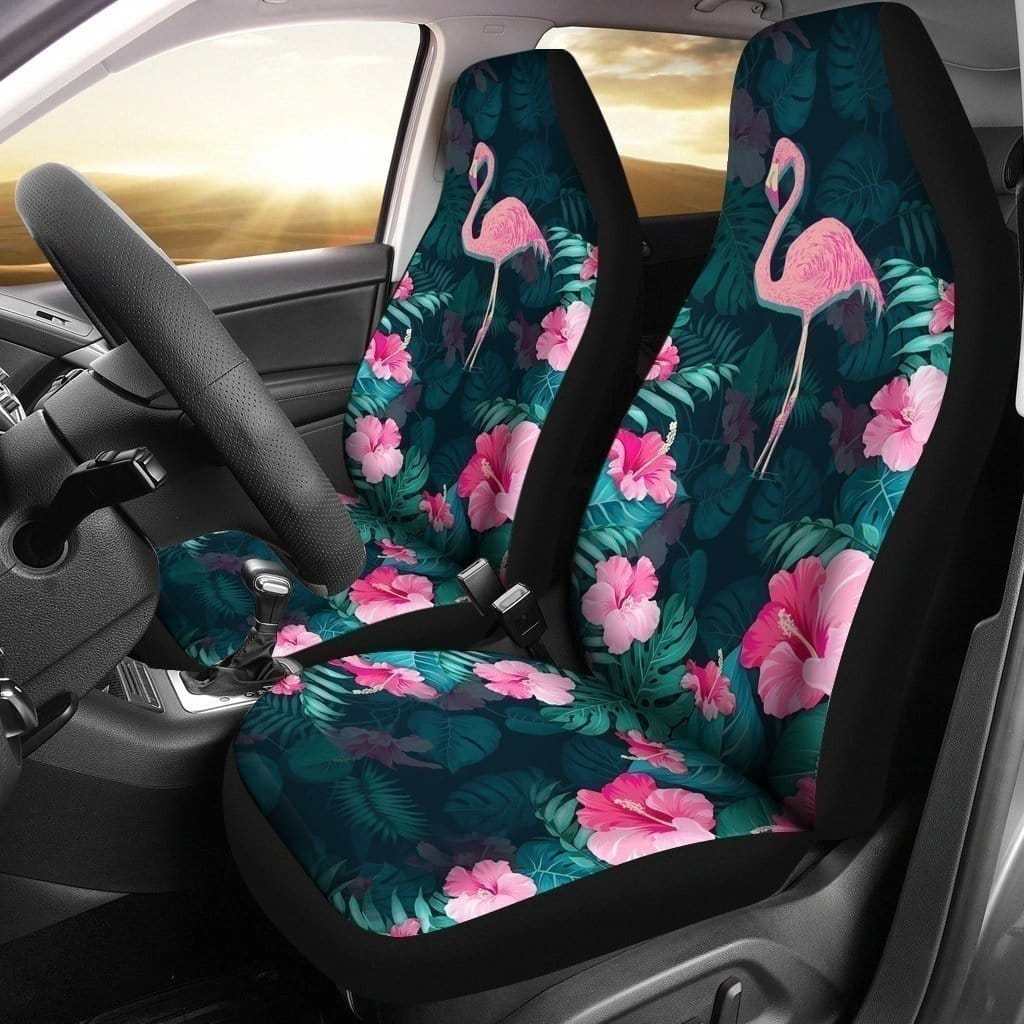 Pink Flamingo &Amp; Hibiscus For Fan Gift Sku 120 Car Seat Covers
