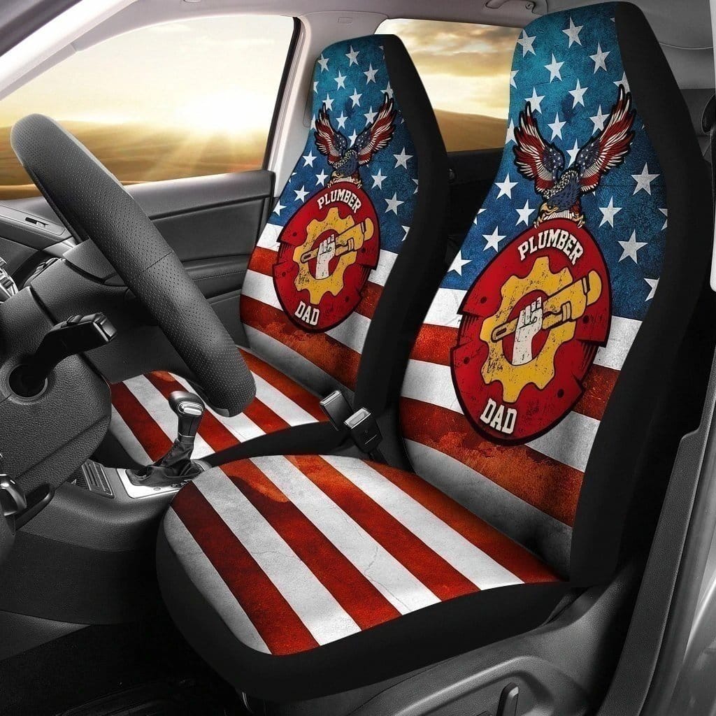 Plumber Dad American Flag For Fan Gift Sku 1621 Car Seat Covers