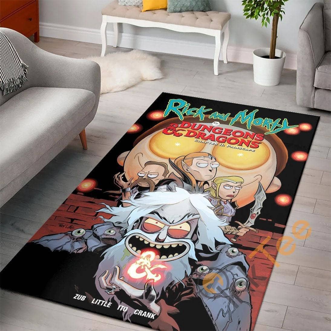 Rick And Morty Dungeons Dragons Cartoon Movies Living Room Disney Designer Inspired Christmas Rug