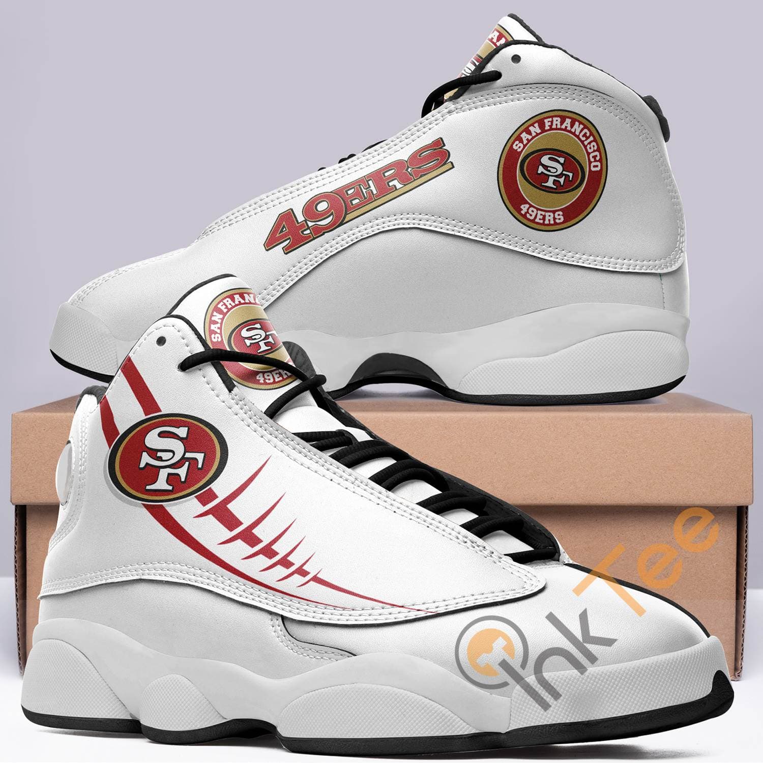 San Francisco 49ers Vintage Nfl Team Logo White Air Jordan Shoes