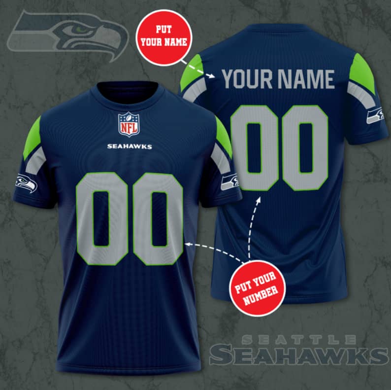 Seattle Seahawks Custom Jersey Nfl Personalized 3D T-Shirts