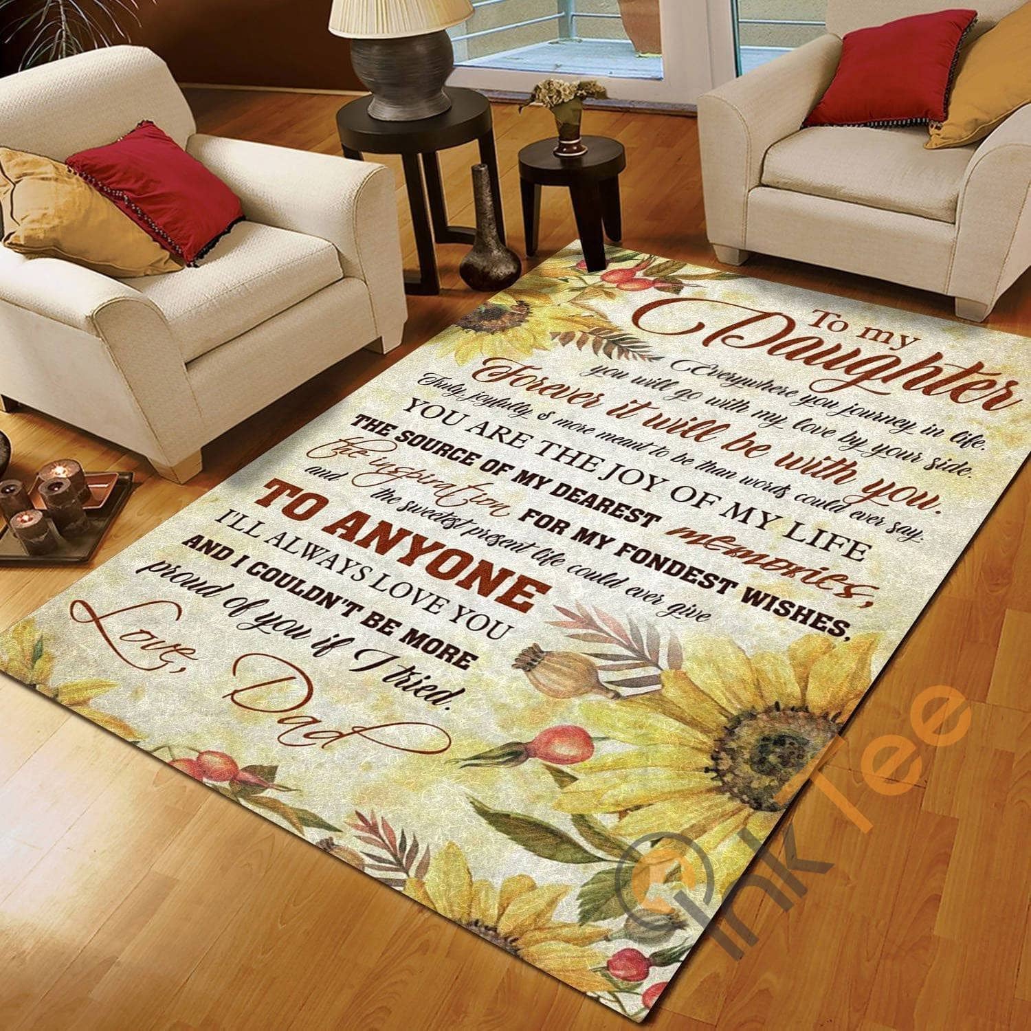 Sunflower To My Daughter From Dad I Will Always Love You Home Decoration Floor Decor Father's Day Gift Rug
