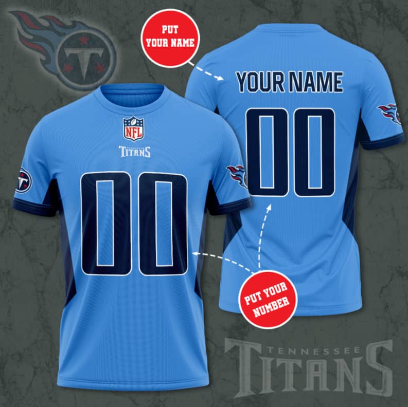 Tennessee Titans Custom Jersey Nfl Personalized 3D T-Shirts
