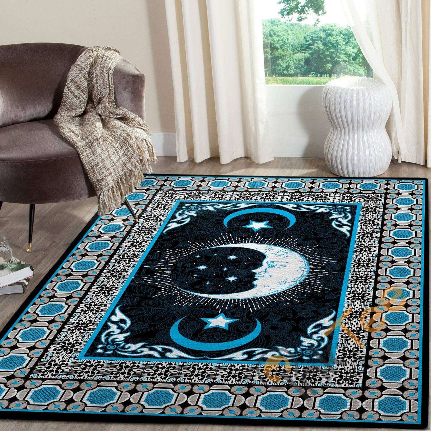 The Fabulous Moon And Stars With Hippie Pattern Soft Livingroom Bedroom Carpet Highlight For Home Rug