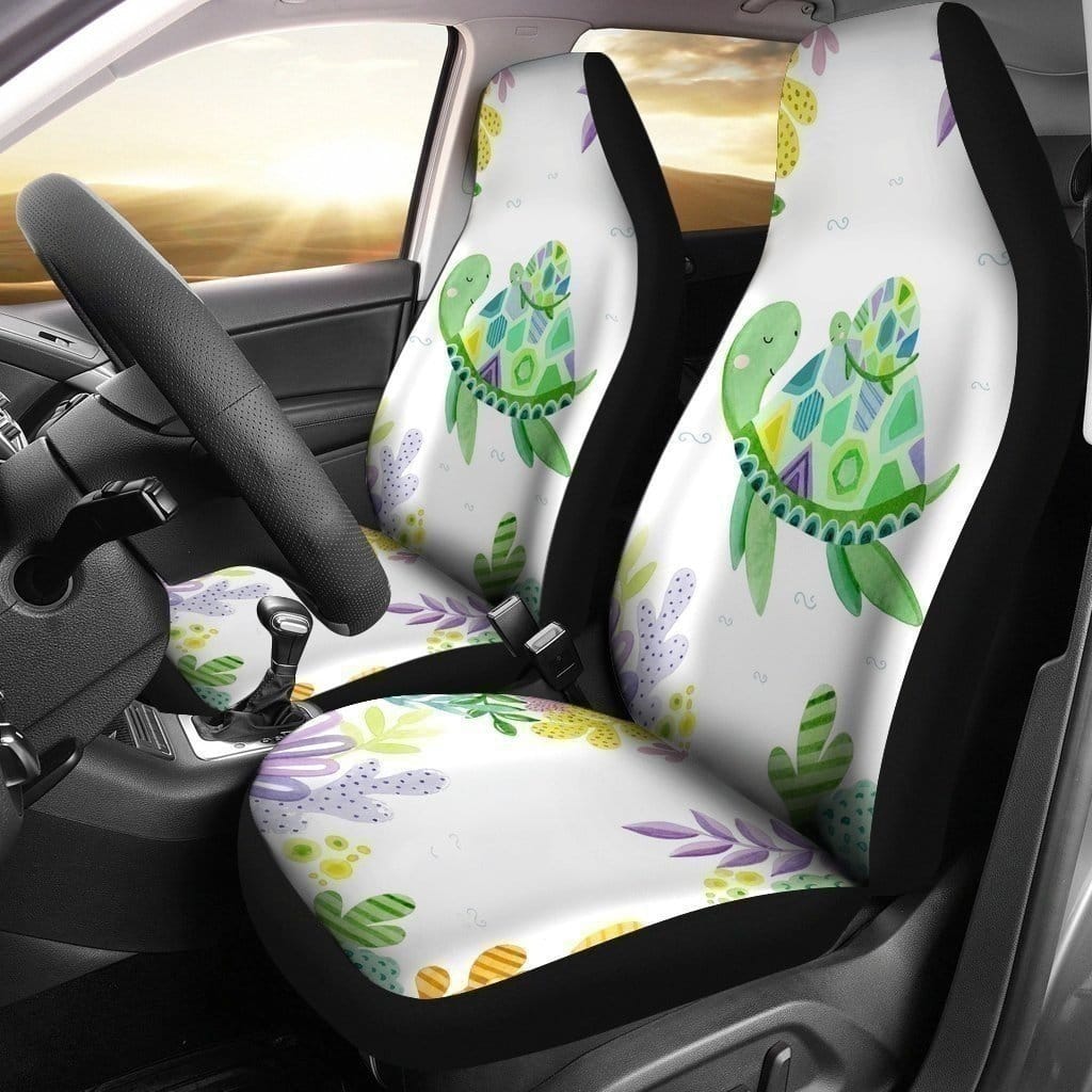 Turle Mother Carry Her Baby On Back Turtle For Fan Gift Sku 1161 Car Seat Covers