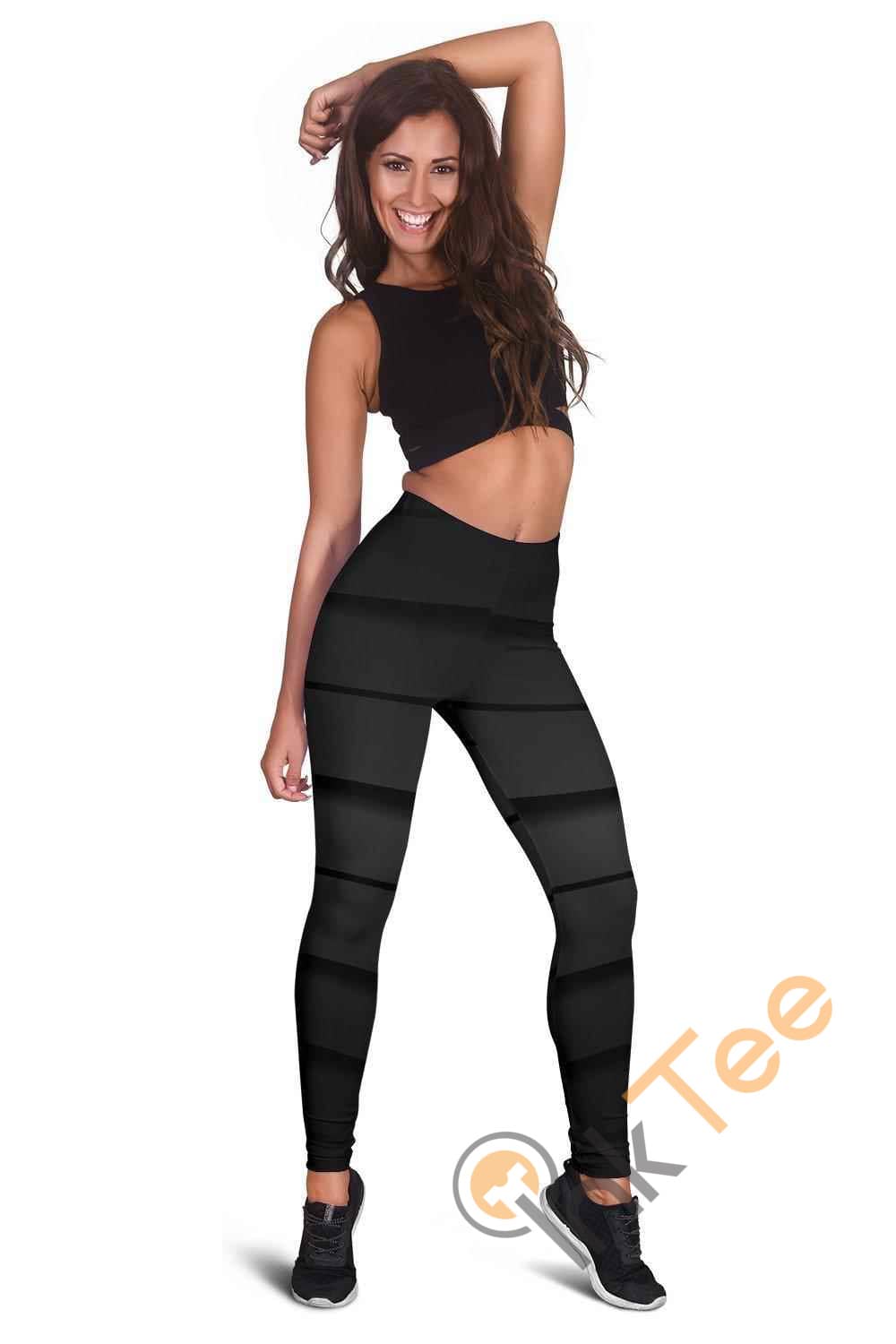 Inktee Store - Black Abstract 3D All Over Print For Yoga Fitness Women'S Leggings Image