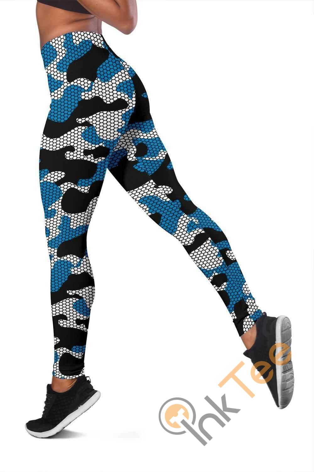Inktee Store - Carolina Panthers Inspired Hex Camo 3D All Over Print For Yoga Fitness Fashion Women'S Leggings Image