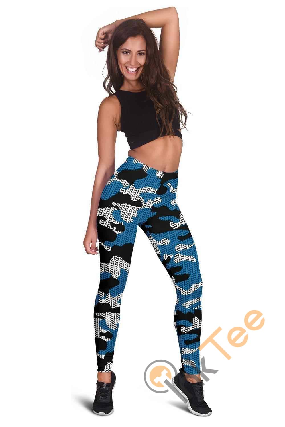 Inktee Store - Carolina Panthers Inspired Hex Camo 3D All Over Print For Yoga Fitness Fashion Women'S Leggings Image