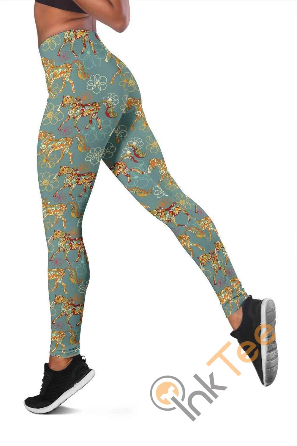 Inktee Store - Flower Horse 3D All Over Print For Yoga Fitness Women'S Leggings Image