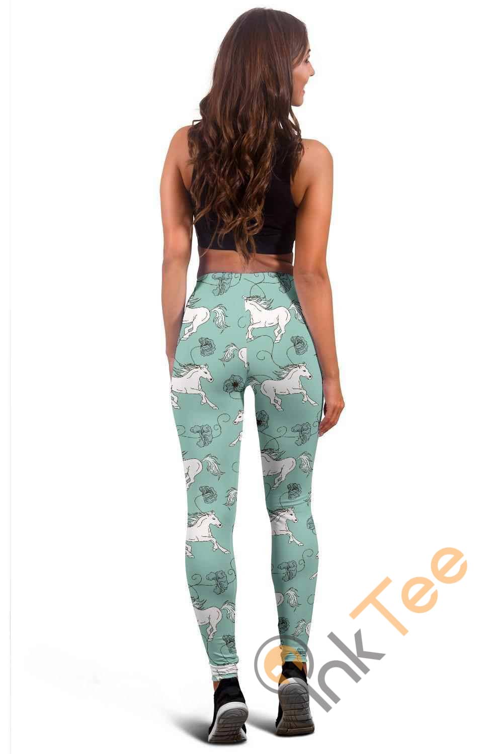 Inktee Store - Green Horse 3D All Over Print For Yoga Fitness Women'S Leggings Image