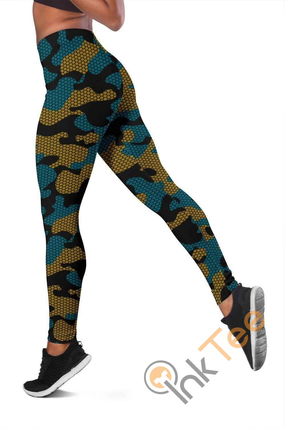 Inktee Store - Jacksonville Jaguars Inspired Hex Camo 3D All Over Print For Yoga Fitness Fashion Women'S Leggings Image