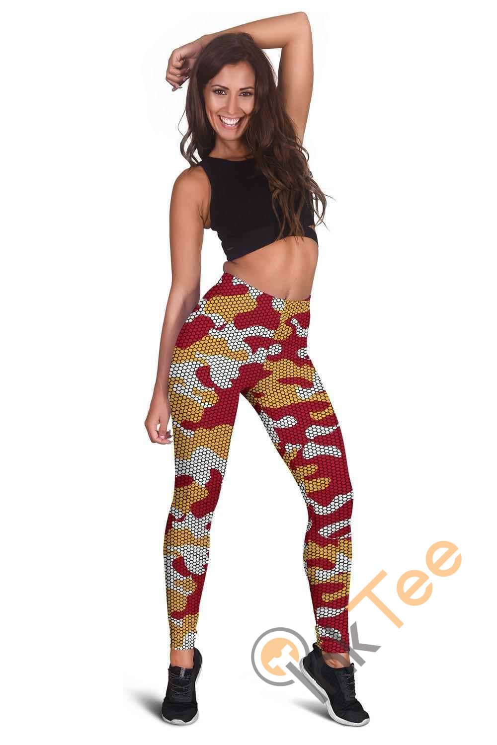 Inktee Store - Kansas City Chiefs Inspired Hex Camo 3D All Over Print For Yoga Fitness Fashion Women'S Leggings Image
