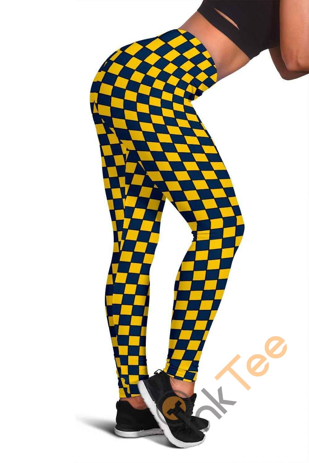 Inktee Store - Michigan Wolverines Fan Inspired 3D All Over Print For Yoga Fitness Checkers Women'S Leggings Image