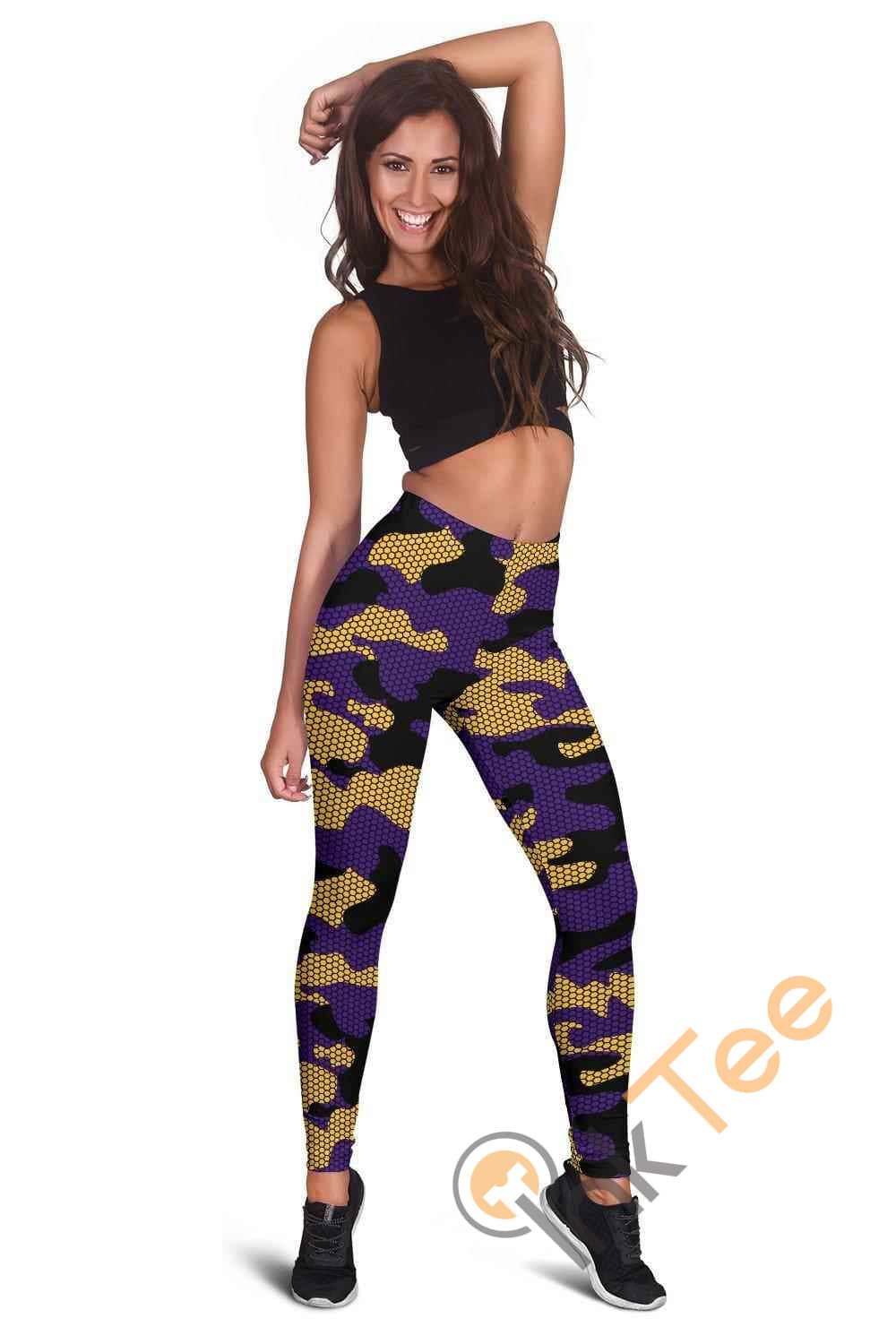 Inktee Store - Minnesota Vikings Inspired Hex Camo 3D All Over Print For Yoga Fitness Fashion Women'S Leggings Image