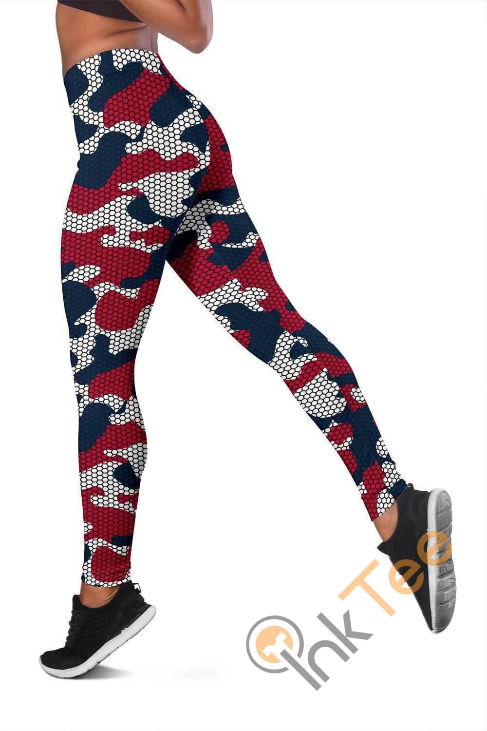 Inktee Store - New England Patriots Inspired Hex Camo 3D All Over Print For Yoga Fitness Fashion Women'S Leggings Image