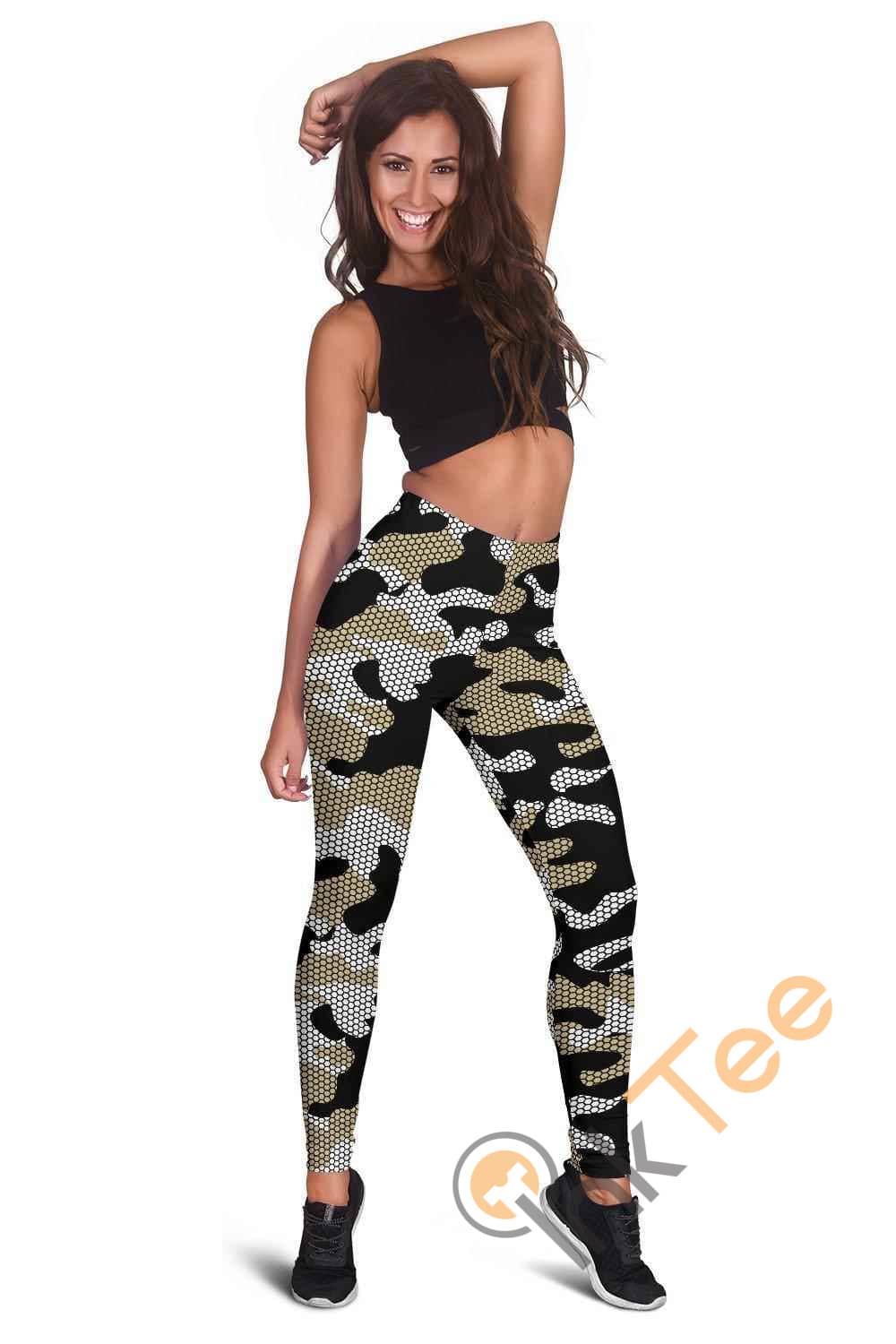 Inktee Store - New Orleans Saints Inspired Hex Camo 3D All Over Print For Yoga Fitness Fashion Women'S Leggings Image