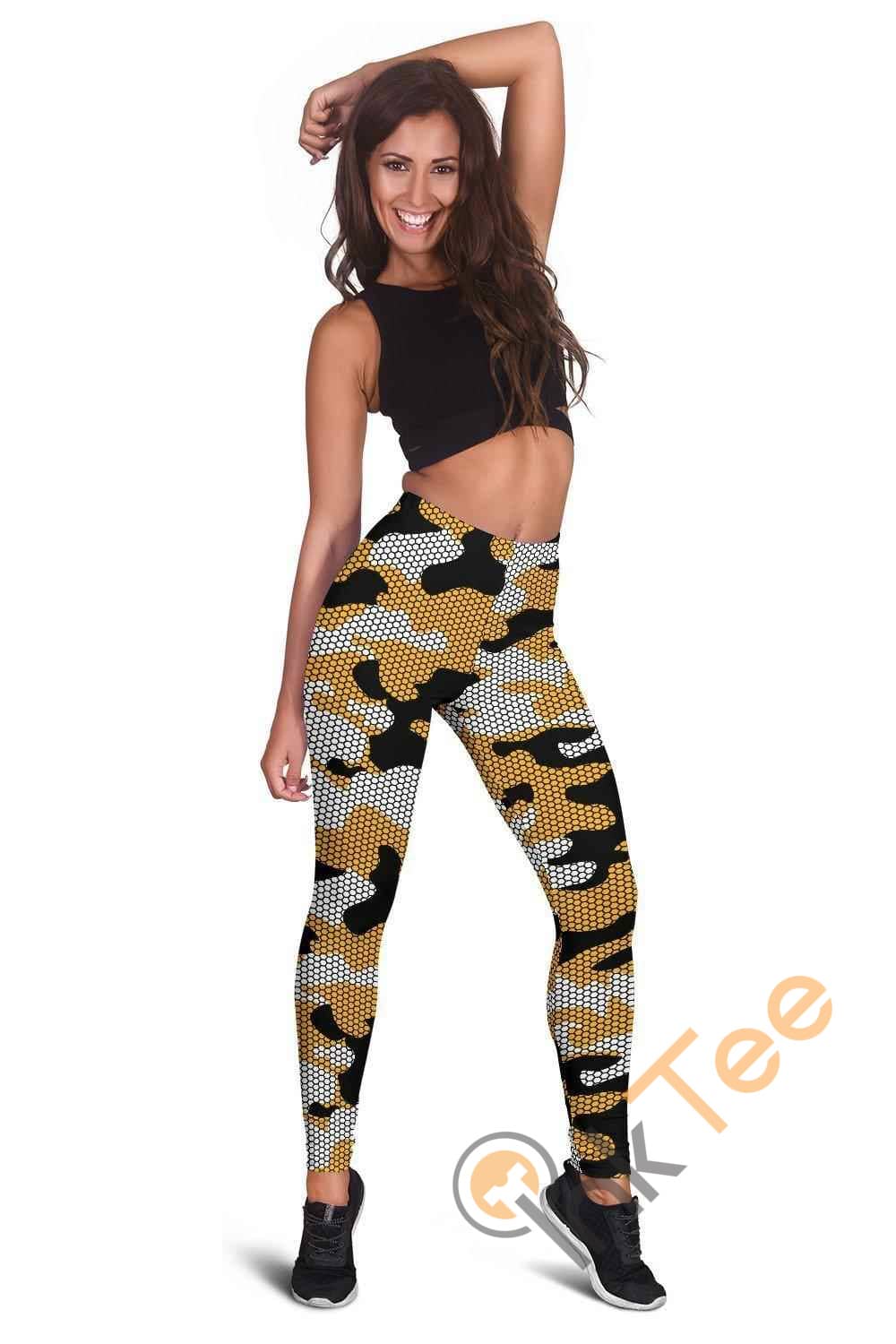 Inktee Store - Pittsburgh Steelers Inspired Hex Camo 3D All Over Print For Yoga Fitness Fashion Women'S Leggings Image
